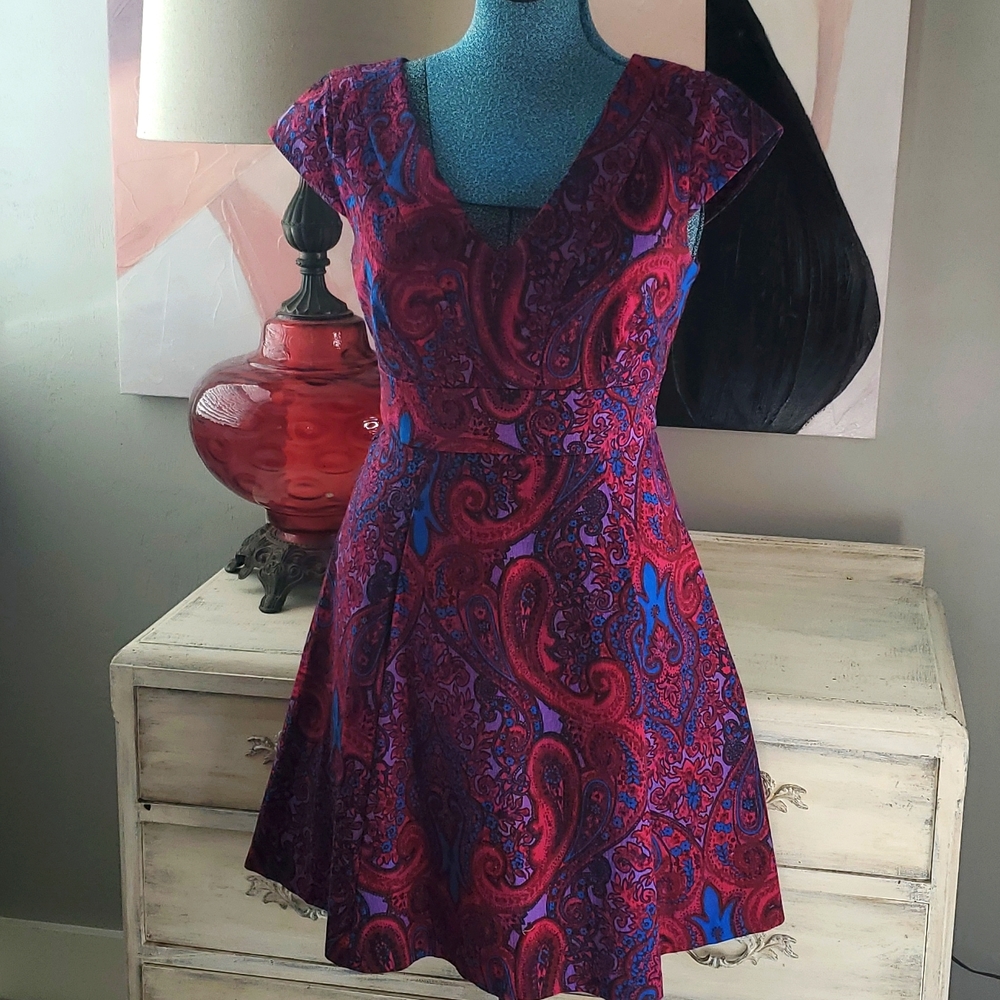 Plenty Paisley Print Fit & Flare Dress with Pockets!